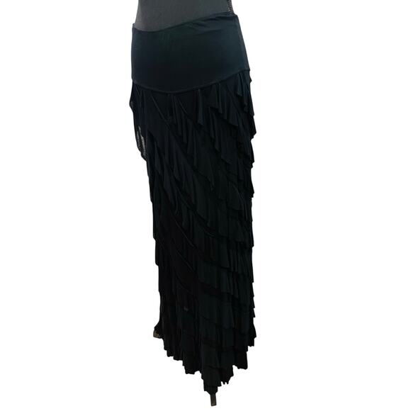 Chelsea & Theodore Maxi Tiered Ruffle Skirt - Black - XL - Picture 5 of 10
